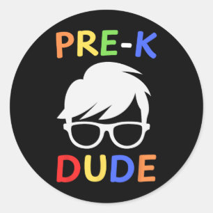 Pre-k Dude Kids Back To School First Day Of Presch Classic Round Sticker