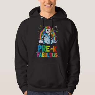 Pre K Fabulous Unicorn Riding Narwhal Back To Scho Hoodie