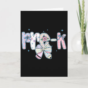 Pre-k First Day Of School Coquette Preppy Pencil F Card
