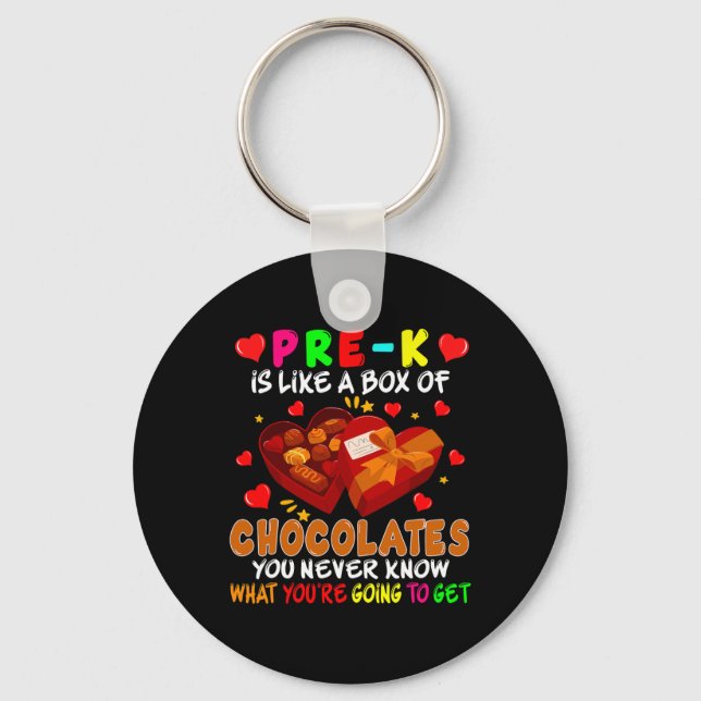 Pre-k Fun Box Of Chocolates Valentine's Day Teache Key Ring (Front)