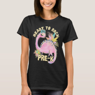 Pre K Girls' Dinosaur Pink Dino Back To School Out T-Shirt