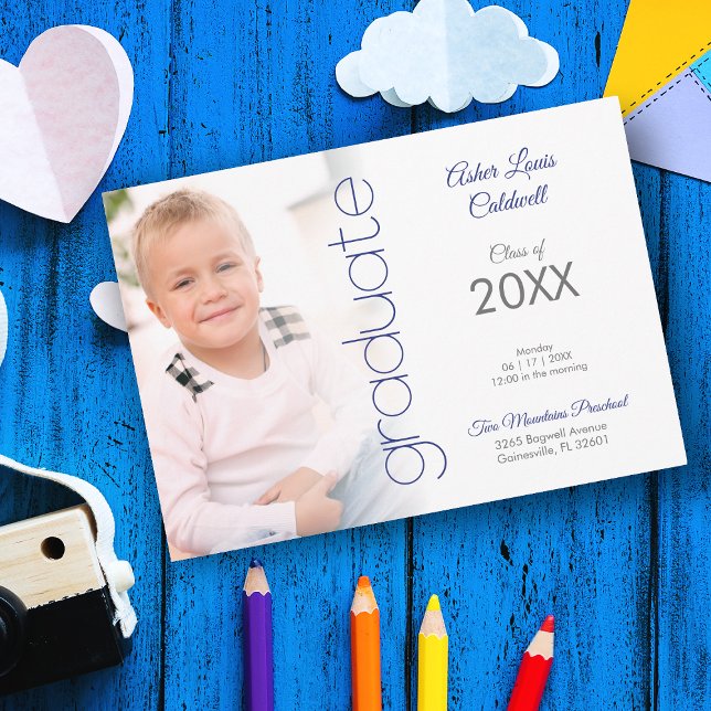 Pre-K Grad Minimalist Blue Details Photo  (Creator Uploaded)