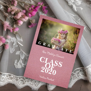 Pre-K Grad Simple Photo Pink Linen Effect Fabric