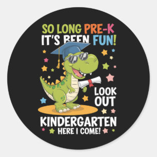 Pre K Graduate Kindergarten Dinosaur T Rex Classic Round Sticker
