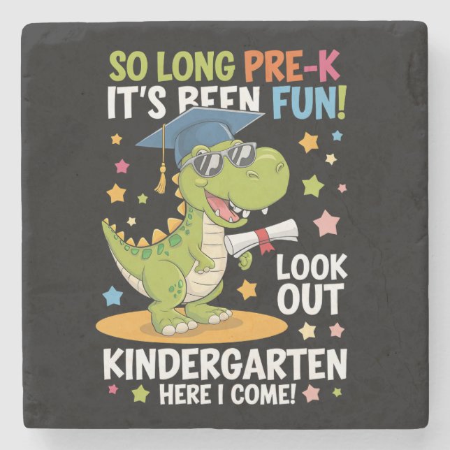 Pre K Graduate Kindergarten Dinosaur T Rex Stone Coaster (Front)