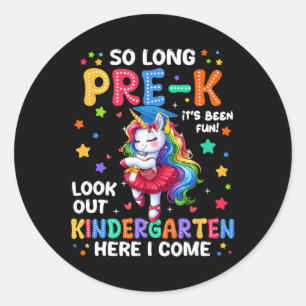 Pre-k Graduation 2025 Unicorn Girl Kindergarten He Classic Round Sticker