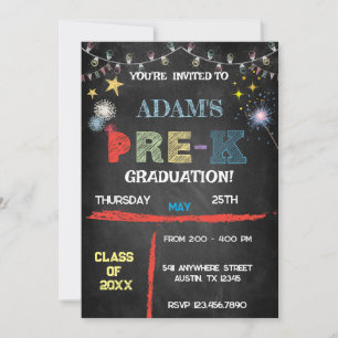  Pre k Graduation -Chalkboard- Invitation