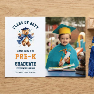 Pre-K Graduation Cute Teddy  Announcement Postcard