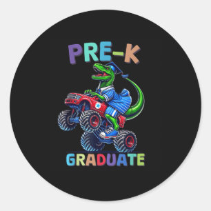 Pre-k Graduation Monster Truck Dinosaur Boys Kids Classic Round Sticker