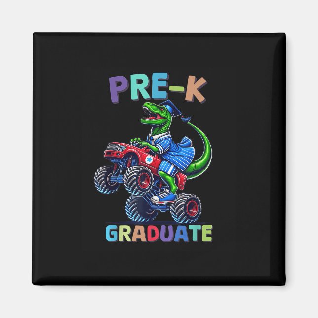 Pre-k Graduation Monster Truck Dinosaur Boys Kids  Magnet (Front)