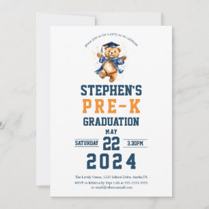 Pre-k  Graduation Party Cute Teddy Bear  Invitation