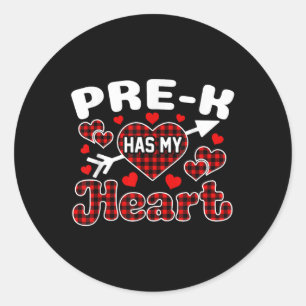 Pre-k Has My Heart Funny Valentines Day Teachers S Classic Round Sticker