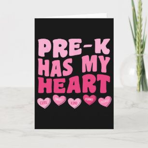 Pre-k Has My Heart Groovy Teacher Valentines Day Card