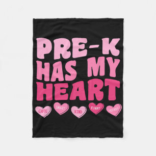 Pre-k Has My Heart Groovy Teacher Valentines Day Fleece Blanket