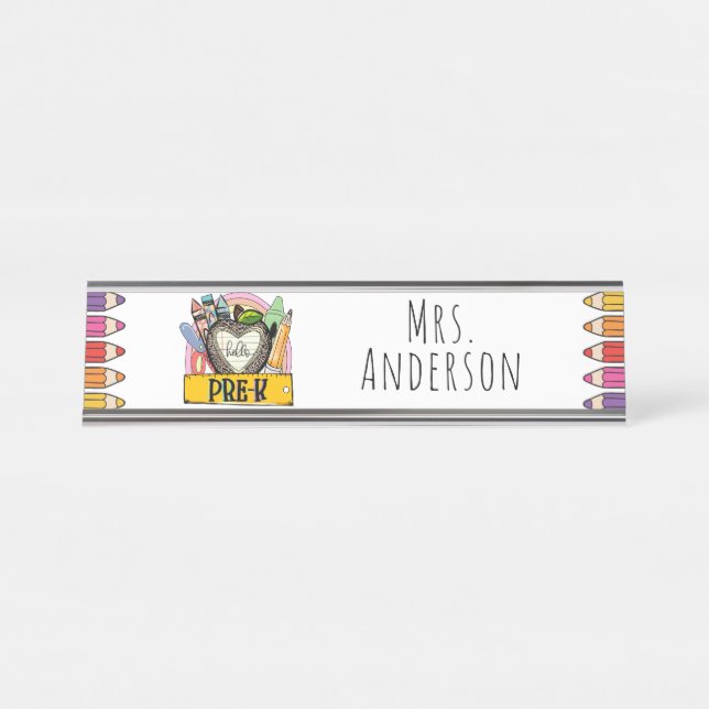 Pre-K, Hello Pre K Desk Name Plate (Front)