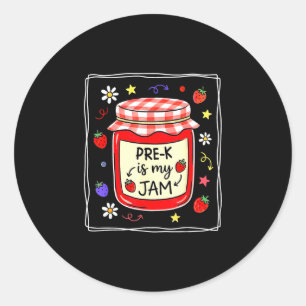 Pre-k is jam strawberry pre-k teacher girls kids classic round sticker