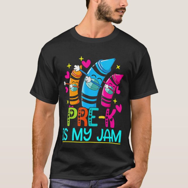 Pre k is my jam Teacher Student  100 Days Smarter T-Shirt (Front)