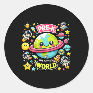 Pre-k Is Out Of This World Space Planets Teacher Classic Round Sticker