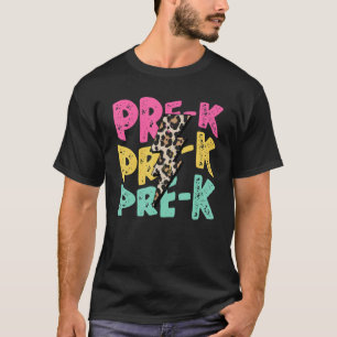 Pre K Leopard Lightning Bolt Teacher Kids Back To T-Shirt