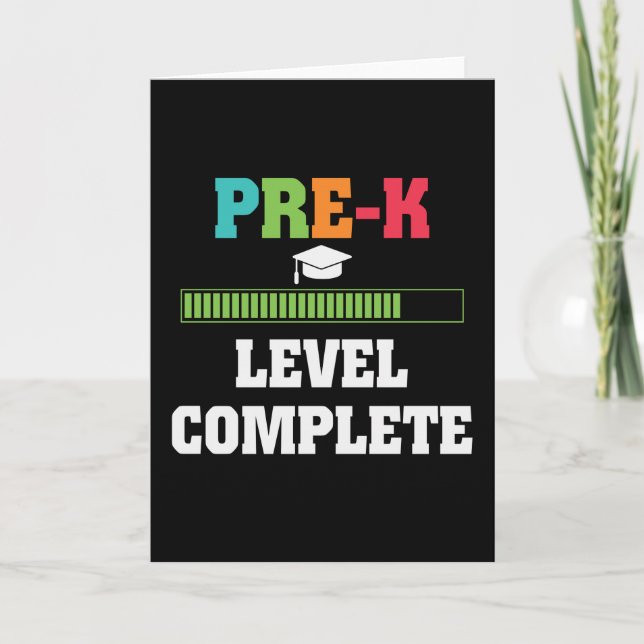 Pre-K Level Complete Cute Student Graduation Gift Card (Front)