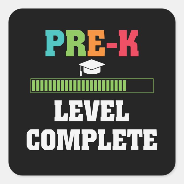 Pre-K Level Complete Cute Student Graduation Gift Square Sticker (Front)