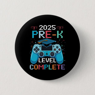 Pre-k Level Complete Video Gamer Boy Graduation 6 Cm Round Badge