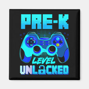 Pre-K Level Unlocked Preschool Gamer Boy First Day Magnet