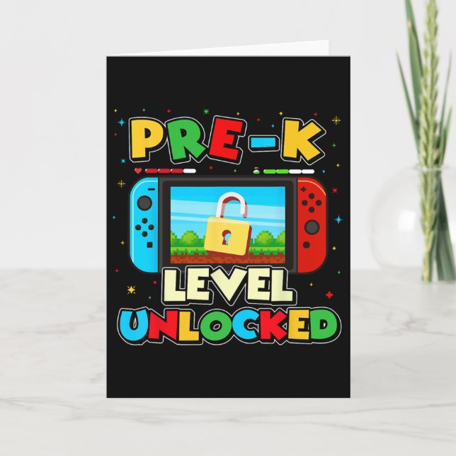 Pre-k Level Unlocked Video Gamer Boys Kids Ck To S Card (Front)
