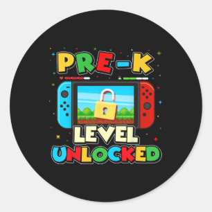 Pre-k Level Unlocked Video Gamer Boys Kids Ck To S Classic Round Sticker