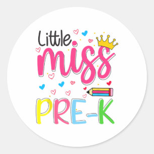 Pre-k Little Miss Ck To School Girls Pre-k  Classic Round Sticker