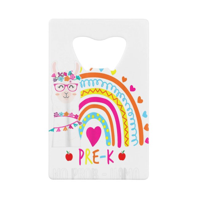 Pre K No Prob Llama Teacher Rainbow Back To School (Front)