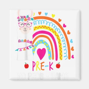 Pre K No Prob Llama Teacher Rainbow Back To School Magnet