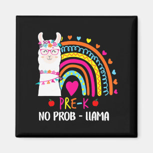 Pre K No Prob Llama Teacher Rainbow Back To School Magnet