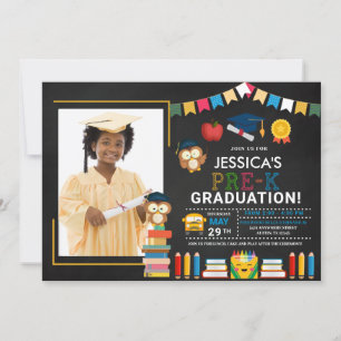 Pre-K Photo Graduation Chalkboard Invitation