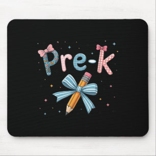 Pre-k Preppy Floral Coquette Bow Girly Back To Sch Mouse Pad