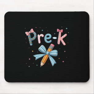 Pre-k Preppy Floral Coquette Bow Girly Back To Sch Mouse Pad