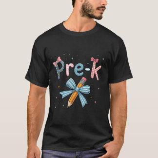 Pre-k Preppy Floral Coquette Bow Girly Back To Sch T-Shirt