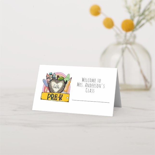 Pre-K Preschool Classroom Seating Place Card (Front)