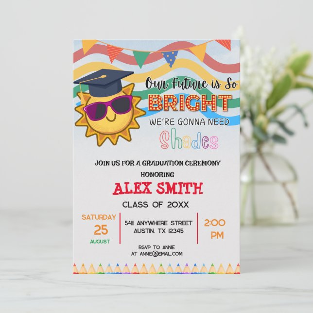 Pre K Preschool Graduation Ceremony Invitation (Standing Front)