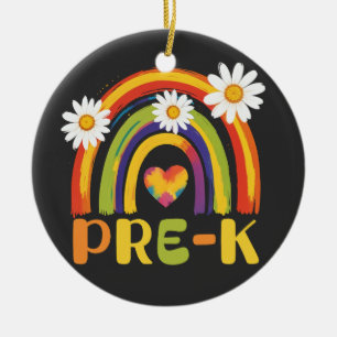 Pre-K Rainbow Back to School Pre-K Teachers Ceramic Ornament