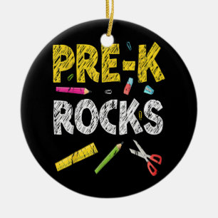 Pre K Rocks Funny Back To School Teacher  Ceramic Ornament