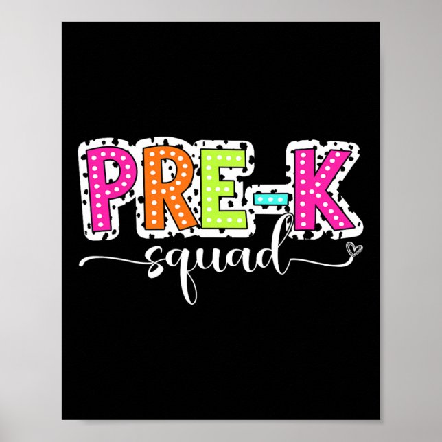 Pre-k Squad Back To School Dalmatian Dots  Poster (Front)