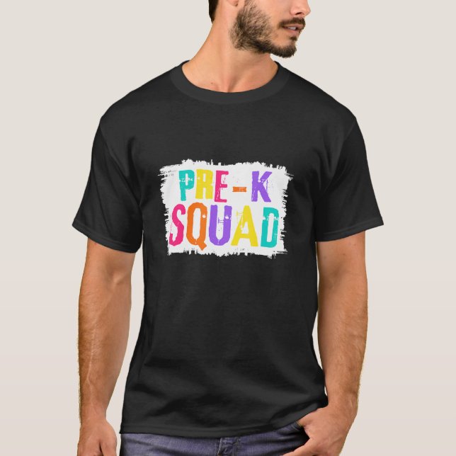 Pre K Squad Colourful Paint Brush T-Shirt (Front)