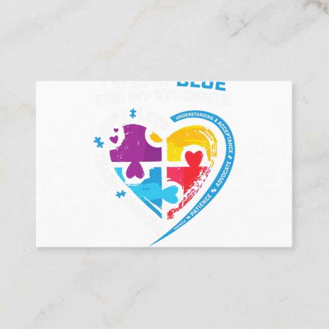 Pre K Squad Embracing Differences Autism SPED Teac Business Card (Front)