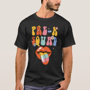 Pre k Squad Retro Groovy Back To School Teacher St T-Shirt