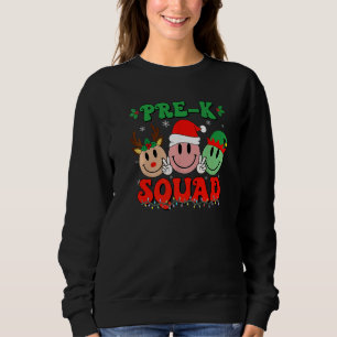 Pre K Squad Retro Groovy Christmas Teacher Life   Sweatshirt