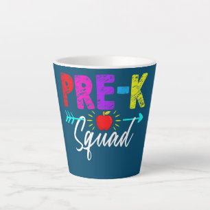 Pre K Squad Teacher Student Kids Preschool Back Latte Mug