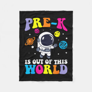 Pre-k student teacher astronaut space back to fleece blanket