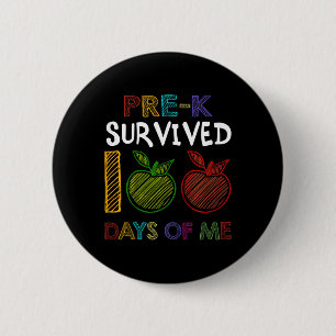 Pre-k Survived 100 Days Of Me School Gift For Kids 6 Cm Round Badge