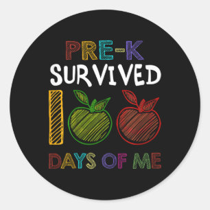 Pre-k Survived 100 Days Of Me School Gift For Kids Classic Round Sticker